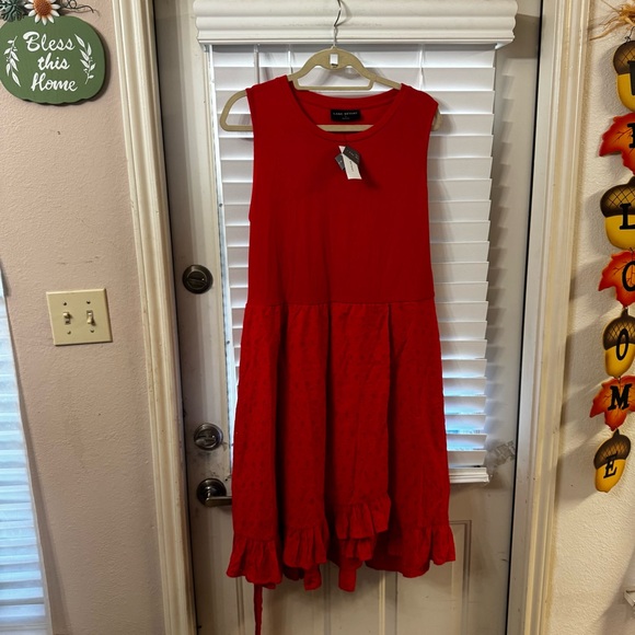Lane Bryant Vibrant Red Eyelet Dress - Picture 1 of 5